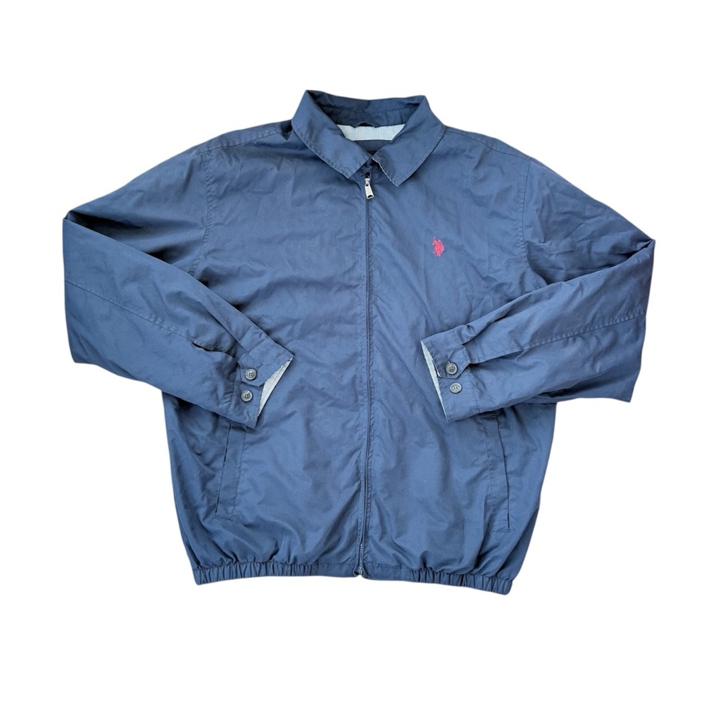 U.S. POLO ASSN. Navy Men’s Windbreaker Bomber Jacket Size XXL PinStripe